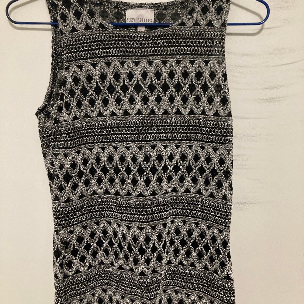Vintage 90s semi-sheer black and white top